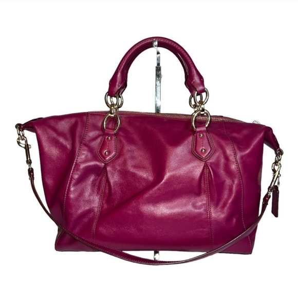 COACH Magenta Pebbled Leather Kelsey Satchel Bag - Picture 3 of 10